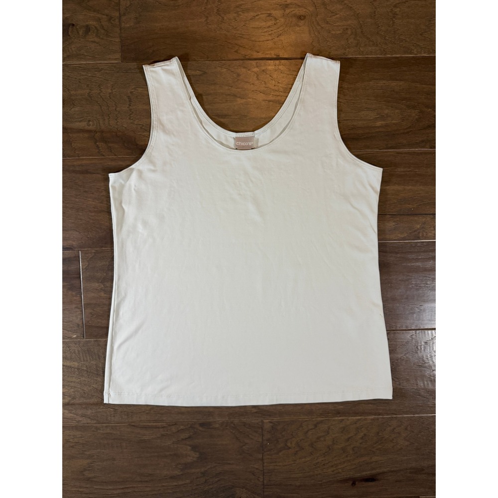 Chicos Scoop Neck Tank Top Womens Size 2 L Light Mint Green Nylon Spandex Basic